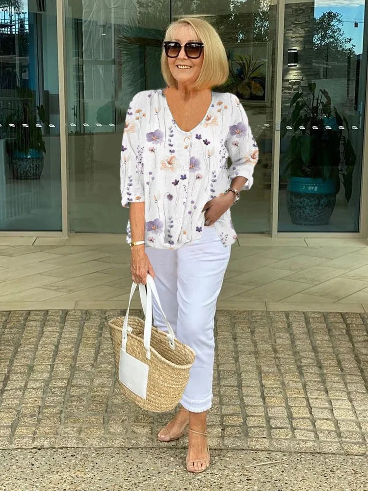 TASHA – FLORAL BLOUSE WITH SOFT DRAPE