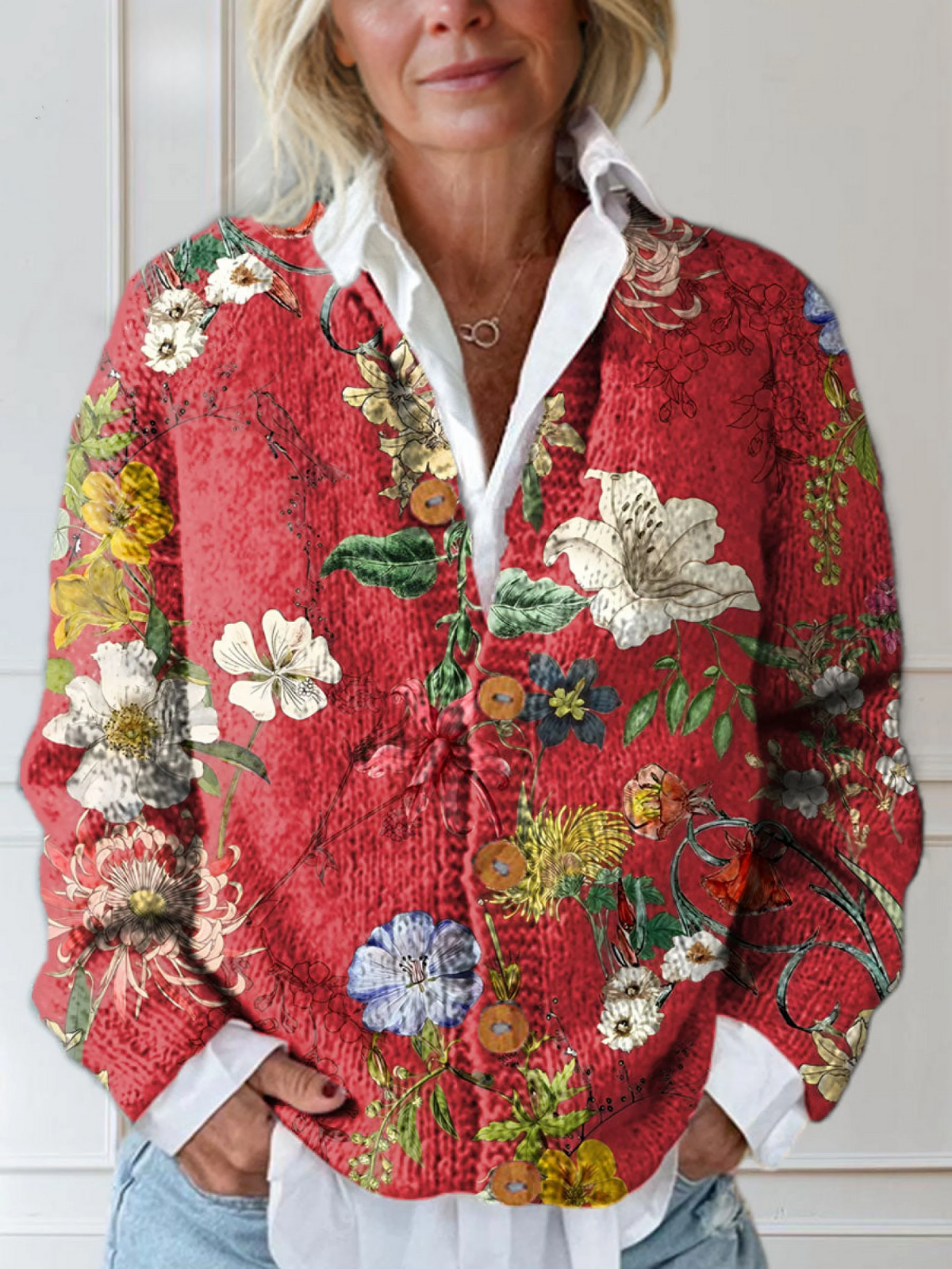 Vale™ - Vintage Floral Art Print Cardigan